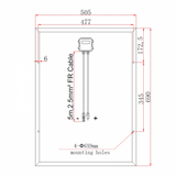 60W 12V solar panel with 5m cable