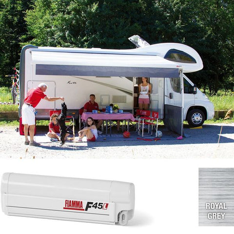 Fiamma Polar White F45L 500 Awning Royal Grey Fabric (06530A01R)