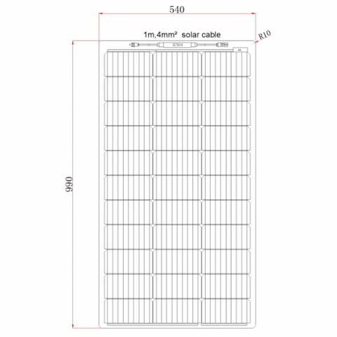 100W semi-flexible fibreglass solar panel with durable ETFE coating