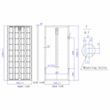 100W monocrystalline solar panel with 5m cable