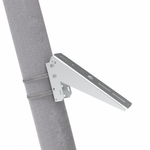 Adjustable angle bracket for mounting a small solar panel on a single arm pole, fence or wall