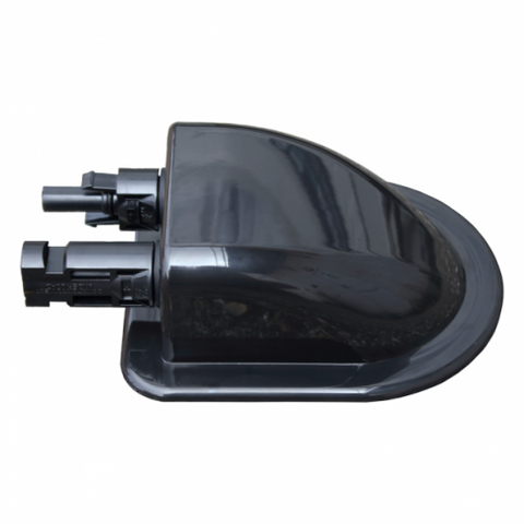 Waterproof black double cable entry gland for T4 connectors, for motorhomes, caravans, campervans, boats and building installations