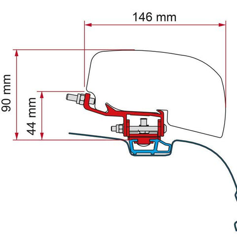 Fiamma VW T6 Transporter Multirail Brackets for F40 Awning Deep Black