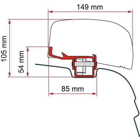 Fiamma Adaptor for F40 Awning on VW T5/T6 Black (98655Z152)