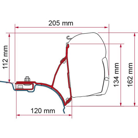 Fiamma VW T5/T6 Transporter Brackets for F45 Awning LHD - Deep Black