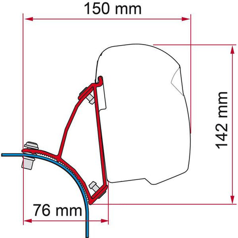 Fiamma F43 Bracket for VW T5/T6 Transporter Lift Roof LHD - Deep Black