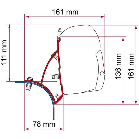 Fiamma F45 Bracket for VW T5/T6 Transporter Lift Roof LHD - Deep Black