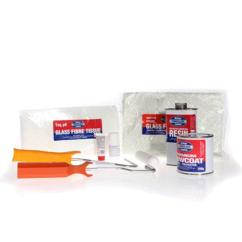 Baileys Fibreglass Gelcoat Repair Kit with Tools (4 sq ft / 250g)