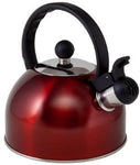 VIA MONDO 1.5L BURGUNDY STAINLESS STEEL WHISTLING KETTLE Camping Caravan Motorhome