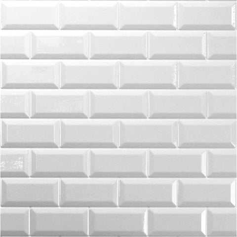 Reco Bevelled White Tile Wall Panel 2440(W) x 1220mm(H) Acrylic