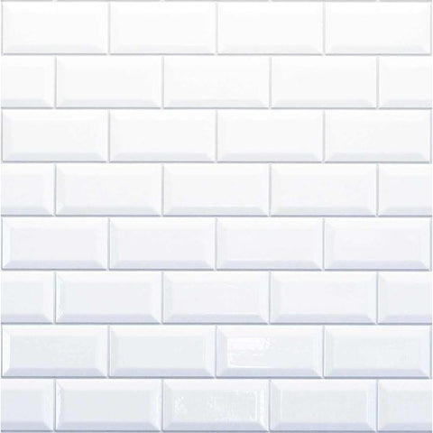 Reco Bevelled White Tile Wall Panel PVC 1220(W) x 2440mm(H) Grey Grout