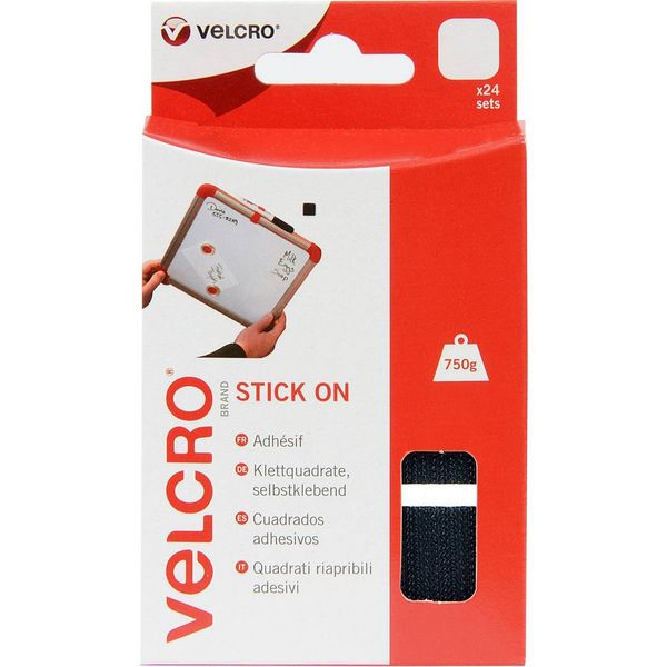 Velcro¨ Brand Stick On Squares 25mm x 24 Black – Camping HQ UK