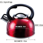 Liberty Red 2.5 Litre Whistling Kettle Camping Caravan Motorhome