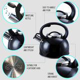 Liberty Black 2.5 Litre Whistling Kettle Camping Caravan Motorhome